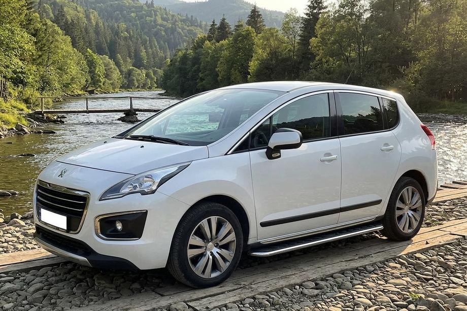 Peugeot 3008 2008-2016 гг. Боковые Подножки Maydos V1 (2 шт., Алюминий и Нержавейка) Image