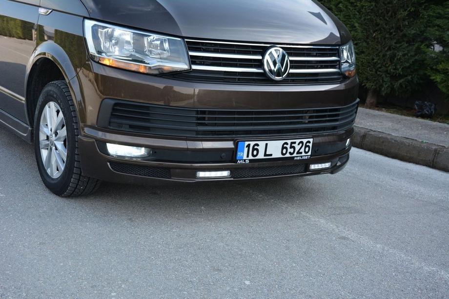 Volkswagen T6 2015-2024 гг. Накладка на передний бампер Sport 2-LED 2015-2018 (под покраску) Фото 11
