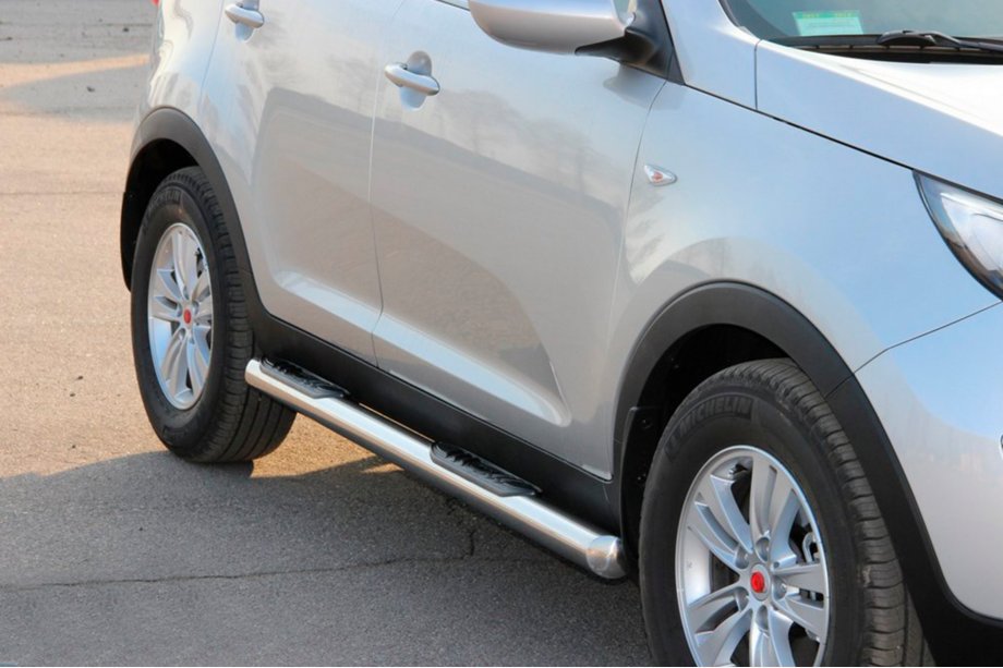 Kia Sportage 2010-2015 гг. Боковые трубы (2 шт., нержавейка) Фото 3