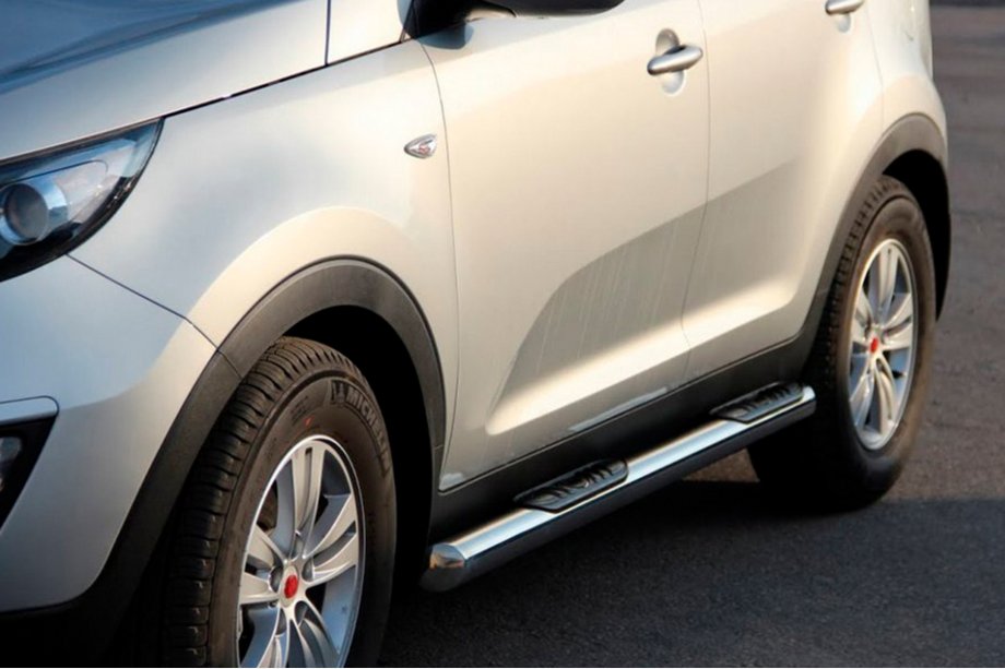 Kia Sportage 2010-2015 гг. Боковые трубы (2 шт., нержавейка) Фото 1