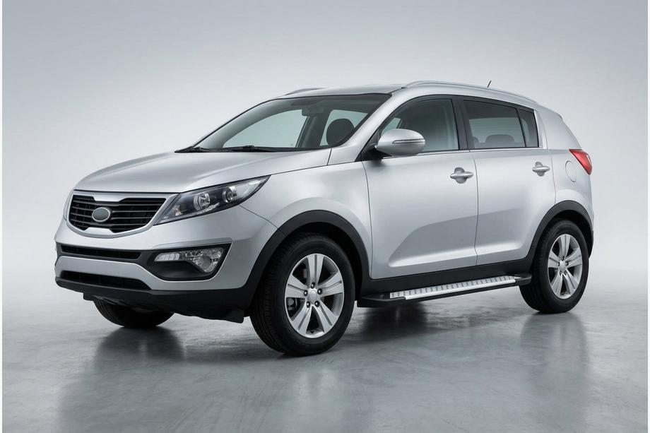 Kia Sportage 2010-2015 гг. Боковые Подножки Allmond Grey (2 шт., Алюминий) Фото 1