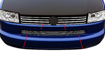 Вставки в решетку бампера Прямой капот (3 шт, нержавейка) фото 1