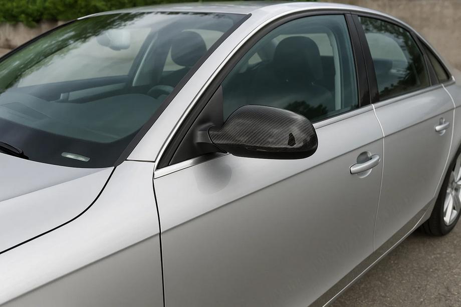 Audi A4 B8 2007-2015 гг. Накладки на Зеркала 2010-2015 (2шт, Натуральный Карбон) Фото 1