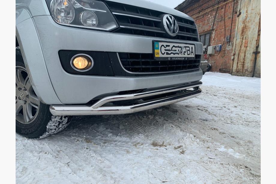 Volkswagen Amarok 2010-2022 гг. Передняя защита двойная Vegas 2010-2016 нержавейка d76/42 мм Фото 7