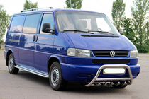 Volkswagen T4 Transporter 1990-2003 гг. Кенгурятник WT003 60мм Нержавейка 50мм, с надписью фото 5