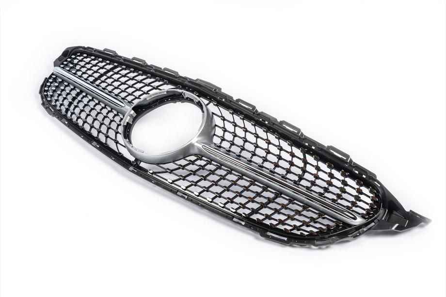 Mercedes C-class W205 2014-2021 гг. Передняя решетка Diamond Silver (для Avantgarde/AMG-Line/C43 AMG) 2018+, без камеры Фото 9