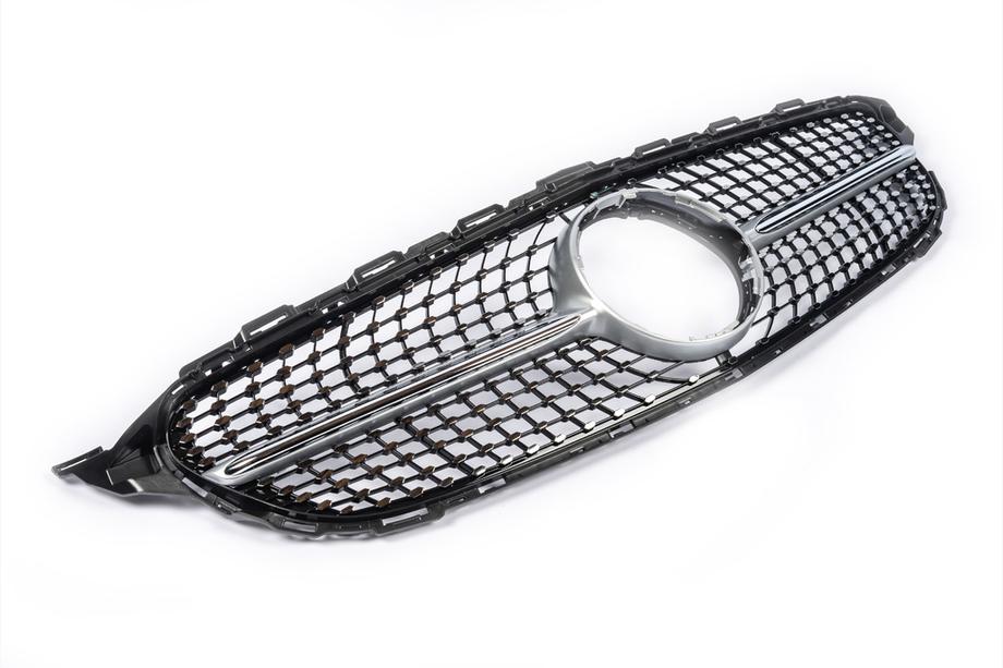 Mercedes C-class W205 2014-2021 гг. Передняя решетка Diamond Silver (для Avantgarde/AMG-Line/C43 AMG) 2018+, без камеры Фото 12