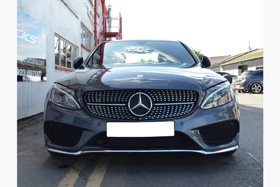 Mercedes C-class W205 2014-2021 гг. Передняя решетка Diamond Silver (для Avantgarde/AMG-Line/C43 AMG) 2018+, без камеры Фото 19