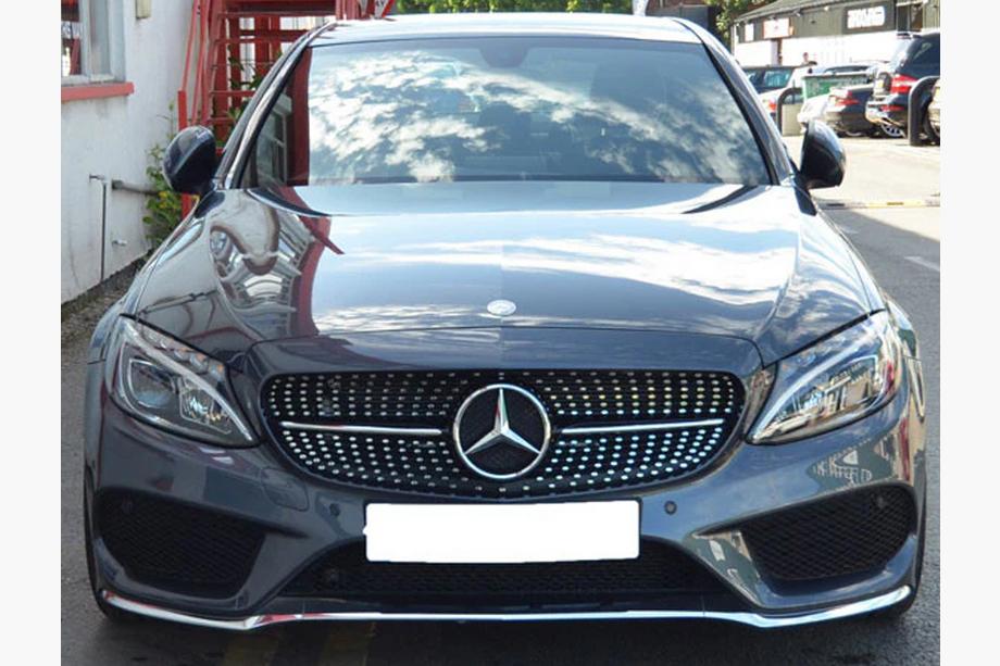 Mercedes C-class W205 2014-2021 гг. Передняя решетка Diamond Silver (для Avantgarde/AMG-Line/C43 AMG) 2018+, без камеры Фото 20