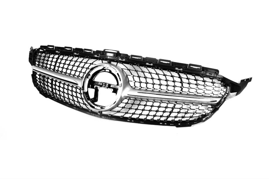 Mercedes C-class W205 2014-2021 гг. Передняя решетка Diamond Silver (для Avantgarde/AMG-Line/C43 AMG) 2018+, без камеры Фото 13