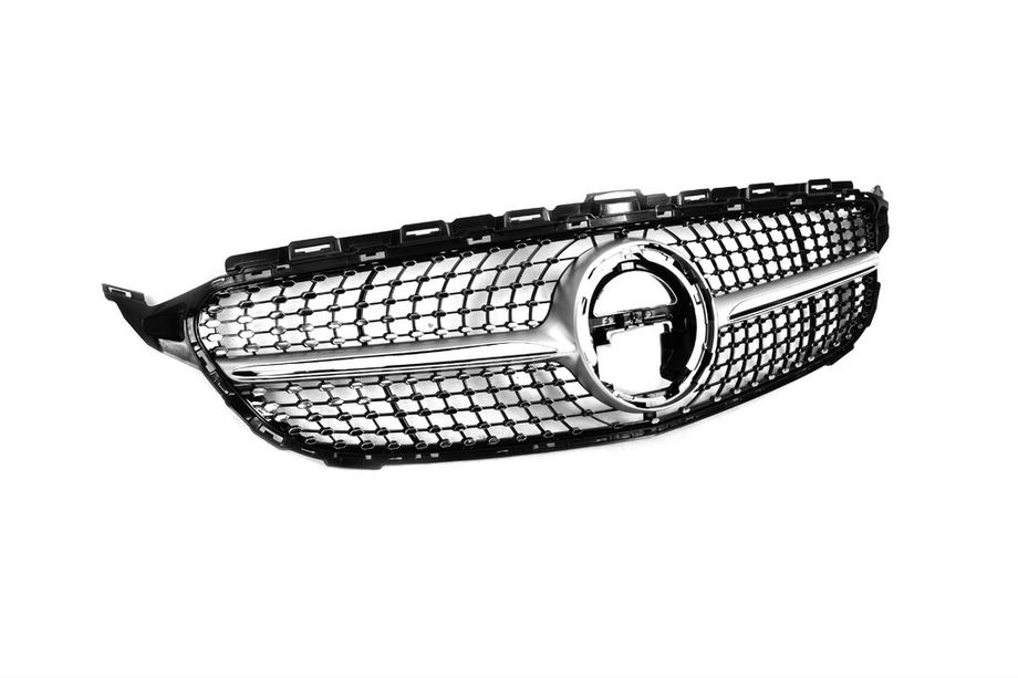 Mercedes C-class W205 2014-2021 гг. Передняя решетка Diamond Silver (для Avantgarde/AMG-Line/C43 AMG) 2018+, без камеры Фото 15
