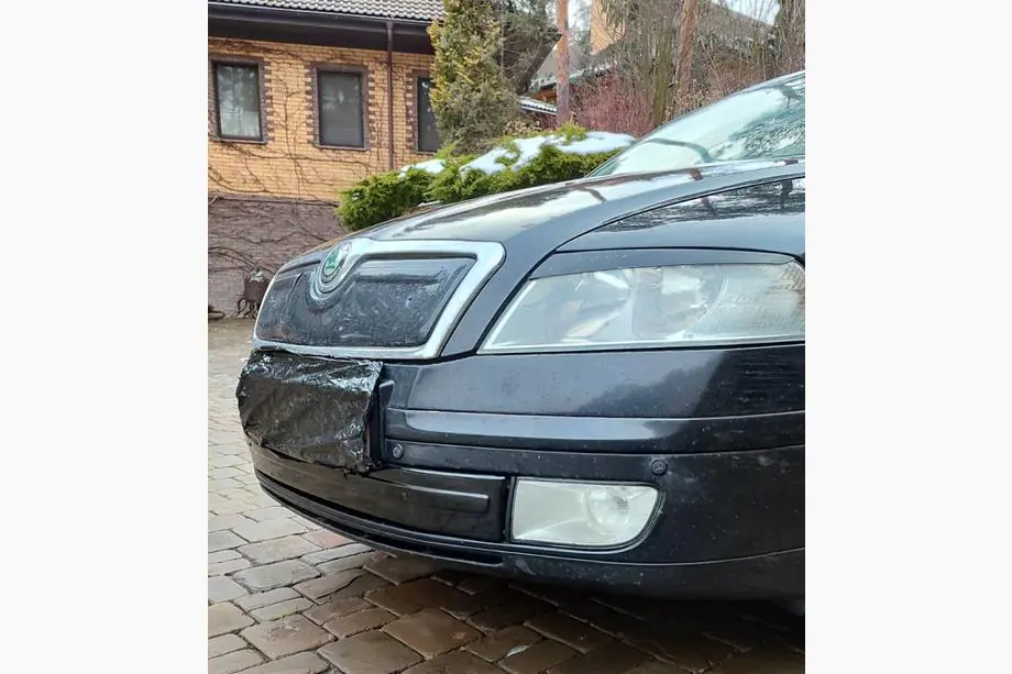 Skoda Octavia II A5 2006-2010 гг. Зимняя накладка на решетку (нижняя) Глянцевая Фото 2