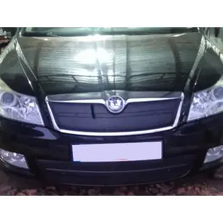 Зимняя накладка на решетку радиатора (верхняя) Skoda Octavia II A5 2010-2013 гг. фото 3