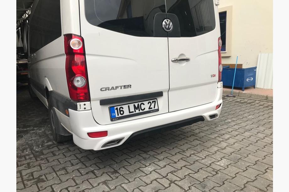 Volkswagen Crafter 2006-2016 гг. Накладка на задний бампер V2 (грунт под покраску) Фото 3