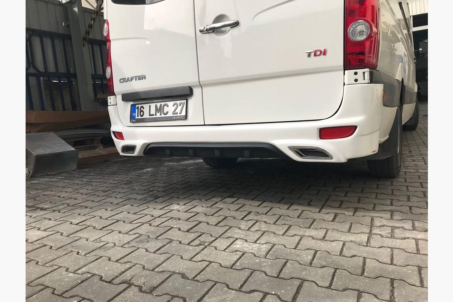 Volkswagen Crafter 2006-2016 гг. Накладка на задний бампер V2 (грунт под покраску) Image