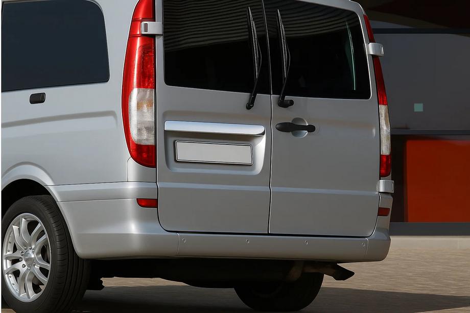 Mercedes Viano 2004-2014 гг. Хромированная накладка над номером (2-дверный, нержавейка) Фото 4
