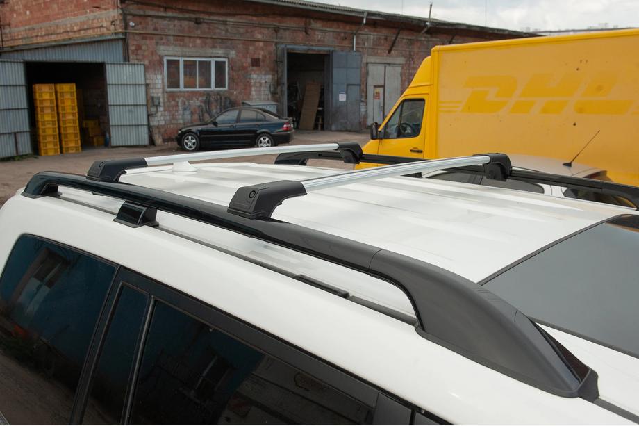 SsangYong Kyron 2005-2014 Перемычки на рейлинги без ключа Flybar V1 (2 шт) до 140 см, Серый Image