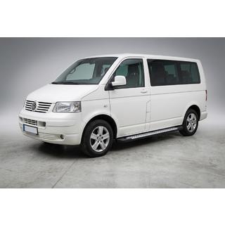 Боковые Подножки Allmond Grey (2 шт., Алюминий) Volkswagen T5 Transporter 2003-2010 гг. фото 1