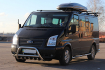 Ford Transit 2000-2014 гг. Защита переднего бампера WT003 (2006-2014, Нержавейка) фото 4