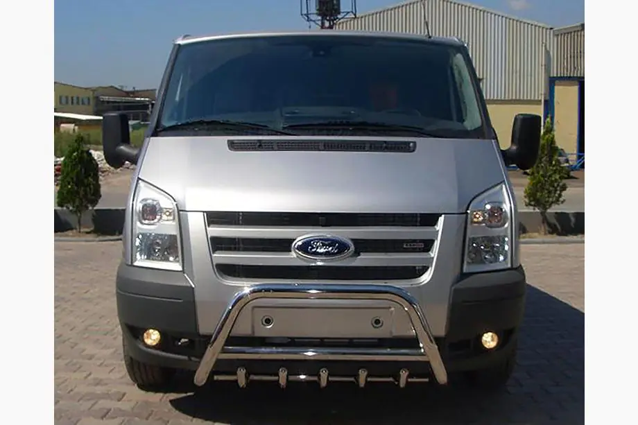 Ford Transit 2000–2014 гг. Защита переднего бампера WT003 (2006-2014, Нержавейка)