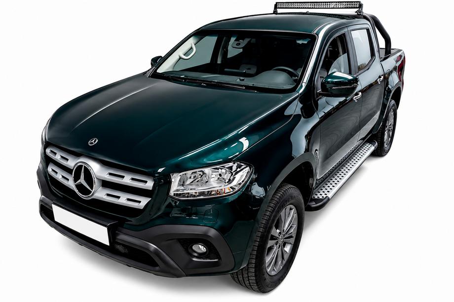 Mercedes X class 2017-2020 гг. Боковые пороги Allmond Grey (2 шт., алюминий) Фото 1