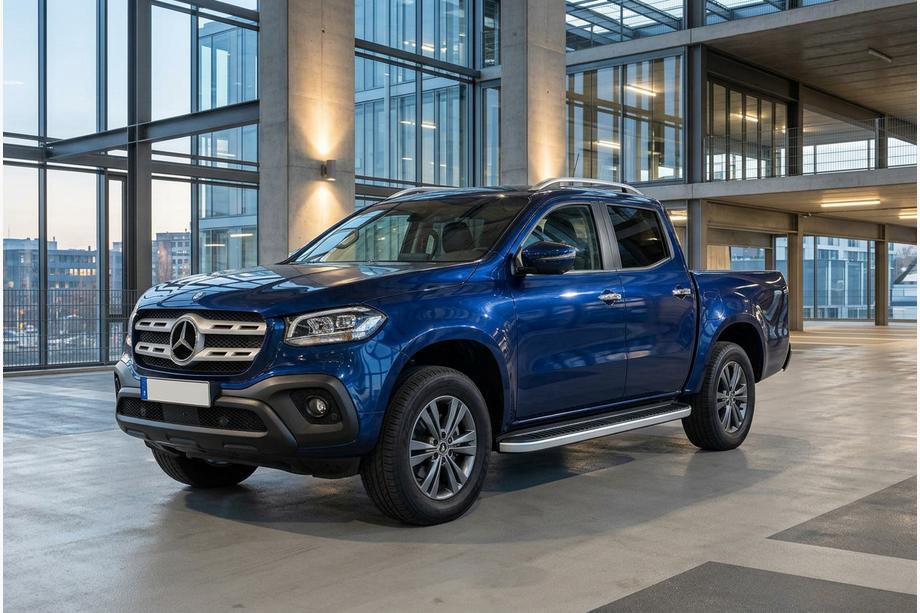 Mercedes X class 2017-2020 гг. Боковые Подножки Tayga Grey V1 (2 шт., Алюминий) Фото 1