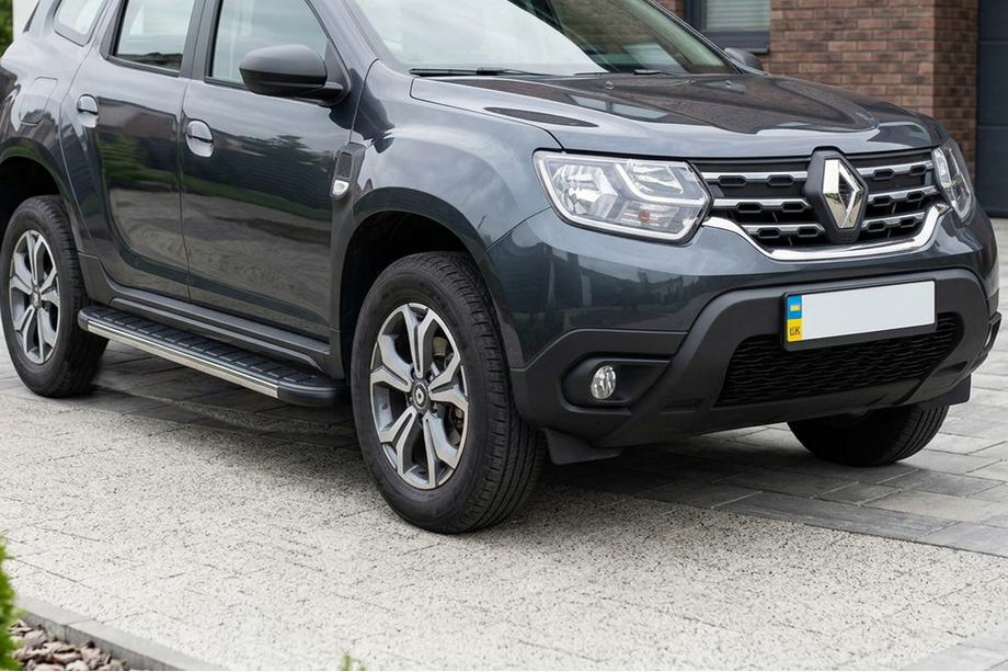 Dacia Duster 2018-2024 гг. Боковые пороги DURU (2 шт, алюминий) Image