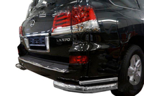 Lexus LX570/450d 2008-2022 гг. Задние двойные угловые дуги (нерж) фото 1