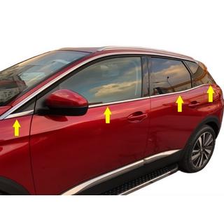 Peugeot 3008 2016↗ Нижние молдинги стекол (8 шт, нерж)
