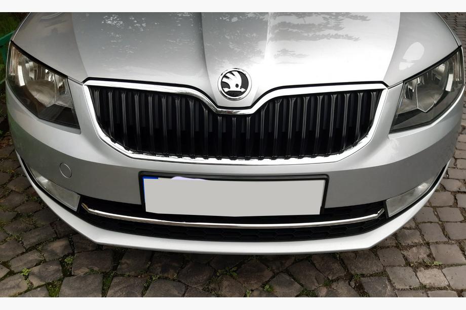 Skoda Octavia III A7 2013-2019 гг. Накладка на передний бампер из нержавеющей стали 13-17 OmsaLine - Итальянская Нержавейка Фото 5