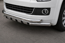Volkswagen T5 Transporter 2003-2010 гг. Передняя защита ST015 (нерж. сталь) фото 1