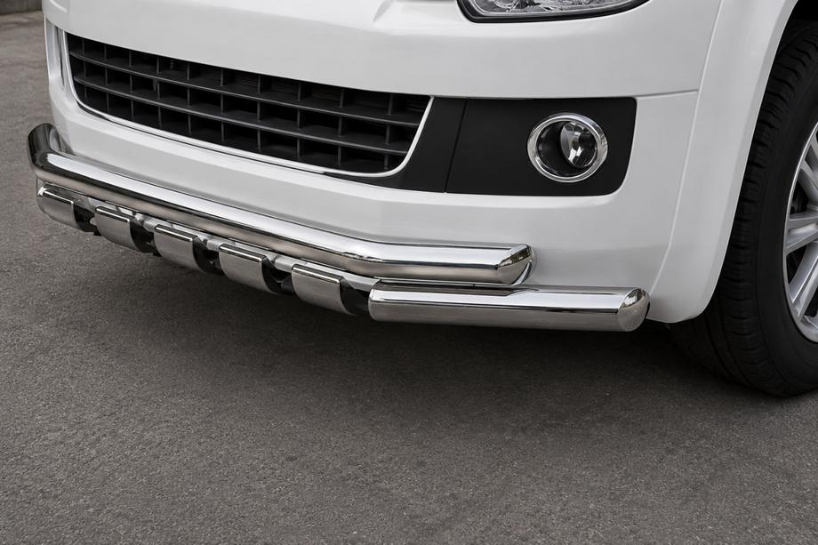 Volkswagen T5 Transporter 2003-2010 гг. Передняя защита ST015 (нерж. сталь) Image