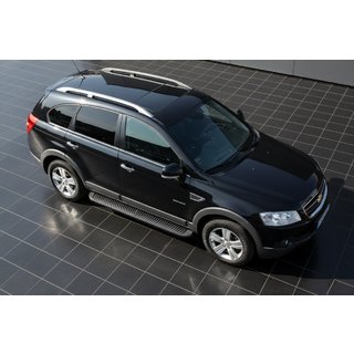 Боковые Подножки Tayga Black (2 шт., Алюминий) Chevrolet Captiva 2006-2019 гг. фото 1
