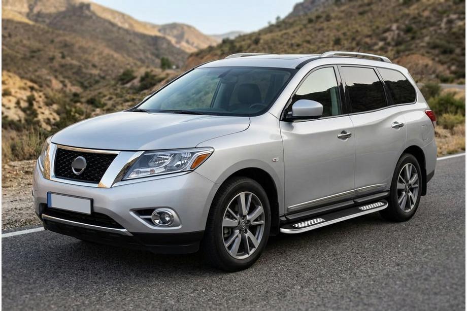 Nissan Pathfinder R52 2012-2021 гг. Боковые Подножки Tayga V2 (2 шт, Алюминий) Фото 1