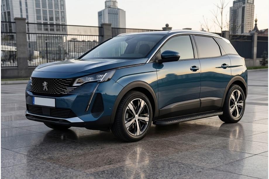 Peugeot 3008 2016-2023 гг. Боковые Подножки Tayga Black (2 шт, Алюминий) Image