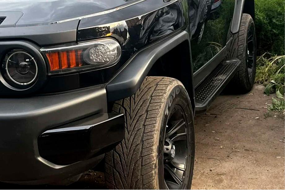 Toyota FJ Cruiser 2006-2022 гг. Боковые Подножки Allmond Black (2 шт., алюминий) Фото 2