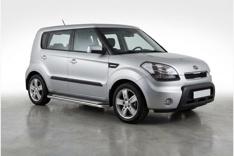 Kia Soul I 2008-2013 гг. Боковые Подножки Maydos V2 (2 шт., Алюминий и Нержавейка) Фото 1