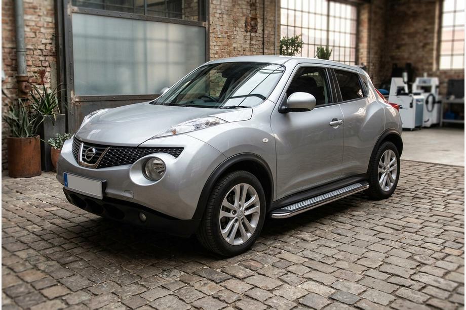 Nissan Juke 2010-2019 гг. Боковые Подножки Maydos V2 (2 шт., Алюминий и Нержавейка) Фото 1