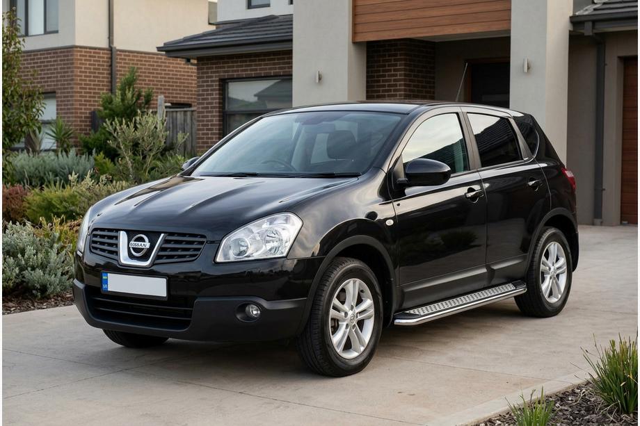 Nissan Qashqai 2007-2010 гг. Боковые Подножки Maydos V2 (2 шт., Алюминий и Нержавейка) Фото 1
