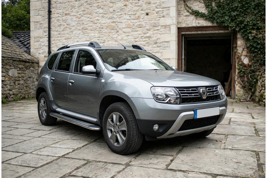 Renault Duster 2008–2017 гг. Боковые Подножки Maydos V2 (2 шт., Алюминий и Нержавейка) Image