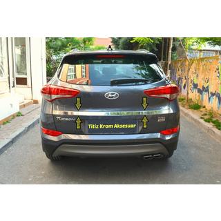 Молдинг крышки багажника над номером (2015–2018, верхний, широкий, нержавейка) Hyundai Tucson TL 2016-2021 гг. фото 2