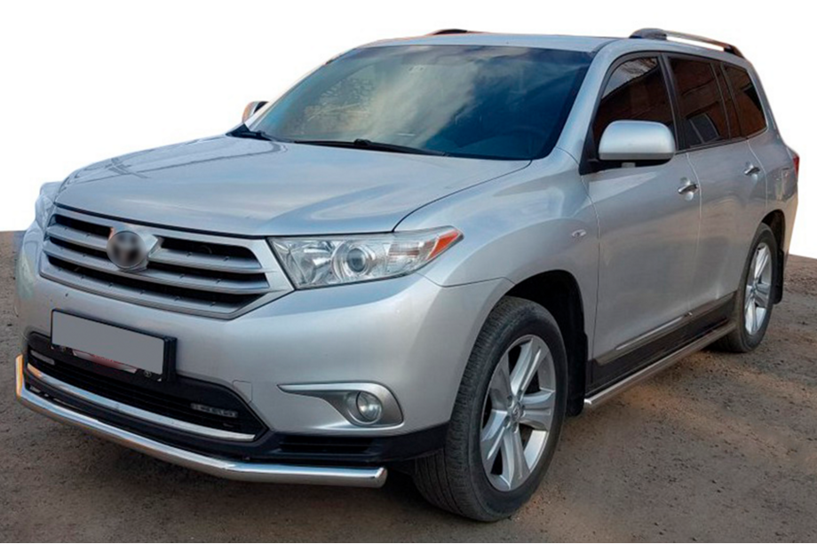 Toyota Highlander 2008-2013 гг. Передняя защита ST008 (2010-2013, нержавейка) Image
