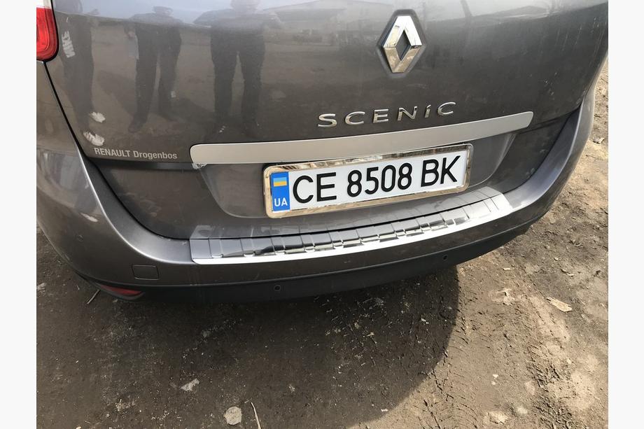 Renault Scenic/Grand 2009-2016 гг. Накладка на задний бампер Carmos (Grand, нержавейка) Фото 2