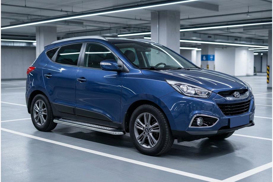 Hyundai IX-35 2010-2015 гг. Боковые Подножки Maydos V2 (2 шт., Алюминий и Нержавейка) Фото 1