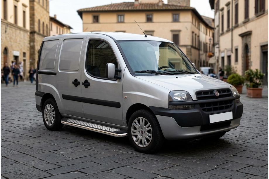 Fiat Doblo I 2001-2005 гг. Боковые Подножки Maydos V2 (2 шт., Алюминий и Нержавейка) Фото 1