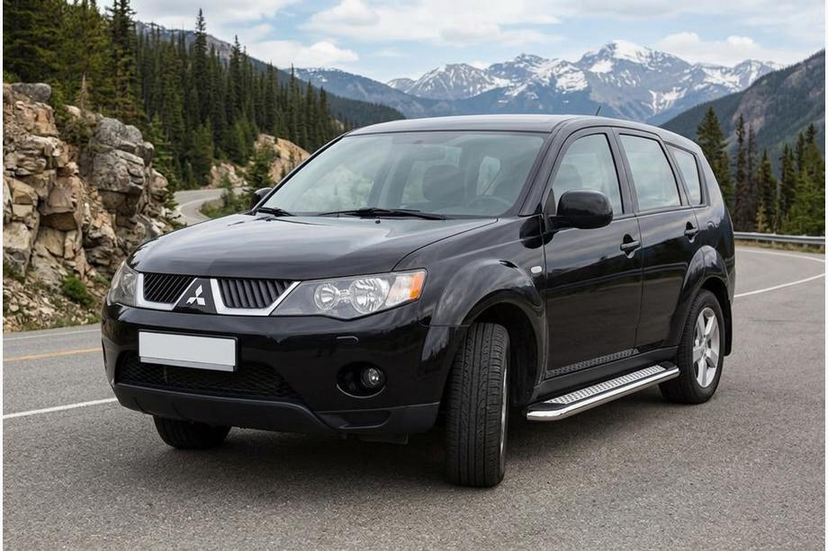 Mitsubishi Outlander 2006-2012 гг. Боковые Подножки Maydos V2 (2 шт., Алюминий и Нержавейка) Фото 1