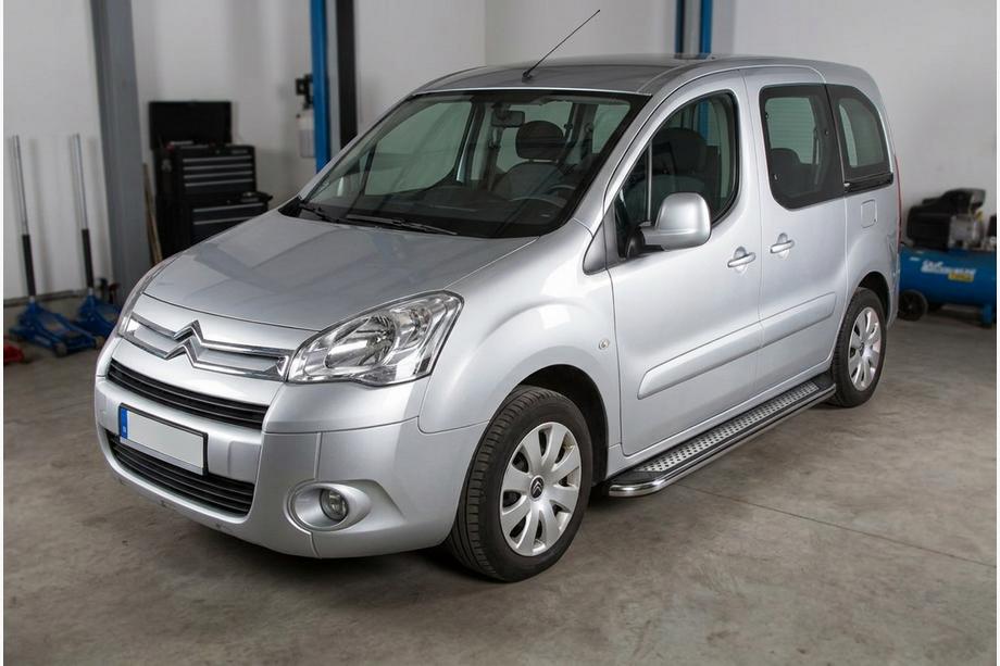 Citroen Berlingo 2008-2018 гг. Боковые Подножки Maydos V2 (2 шт., Алюминий и Нержавейка) Фото 1