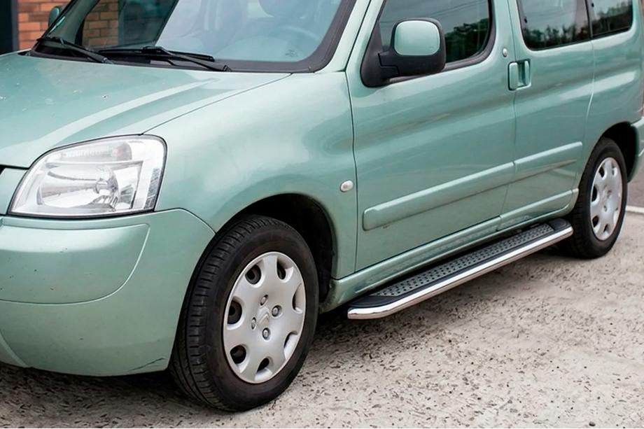 Peugeot Partner 1996-2008 гг. Боковые Подножки Maydos V2 (2 шт., Алюминий и Нержавейка) Фото 1