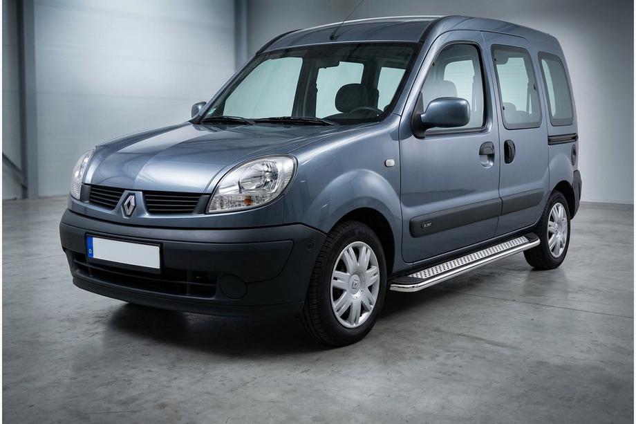 Renault Kangoo 1998-2008 гг. Боковые Подножки Maydos V2 (2 шт., Алюминий и Нержавейка) Фото 1