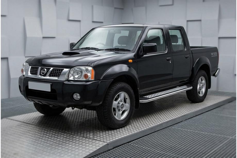 Nissan NP300 1999-2015 гг. Боковые Подножки Maydos V2 (2 шт., Алюминий и Нержавейка) Фото 1